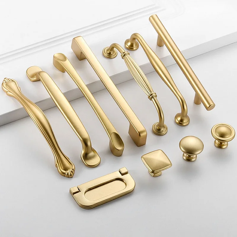 Aluminum Alloy Wardrobe Door Handle Drawer Cabinet Pull Handle Furniture Hardware, 22mm Screw - 8103-96 Gold