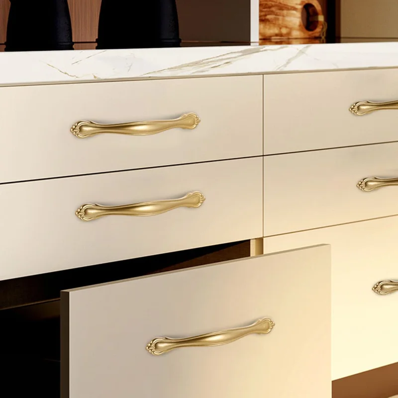 Aluminum Alloy Wardrobe Door Handle Drawer Cabinet Pull Handle Furniture Hardware, 22mm Screw - 8120-96 Gold