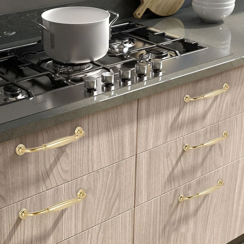 Aluminum Alloy Wardrobe Door Handle Drawer Cabinet Pull Handle Furniture Hardware, 22mm Screw - 8120-96 Gold
