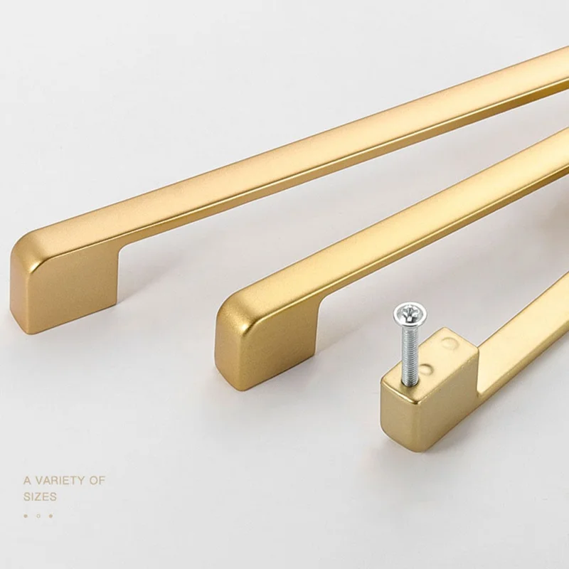 Aluminum Alloy Wardrobe Door Handle Drawer Cabinet Pull Handle Furniture Hardware, 22mm Screw - 8120-96 Gold