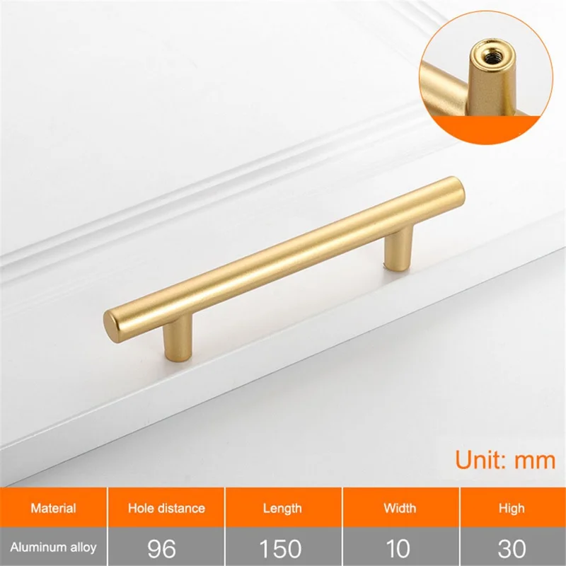 Aluminum Alloy Wardrobe Door Handle Drawer Cabinet Pull Handle Furniture Hardware, 22mm Screw - 8120-96 Gold