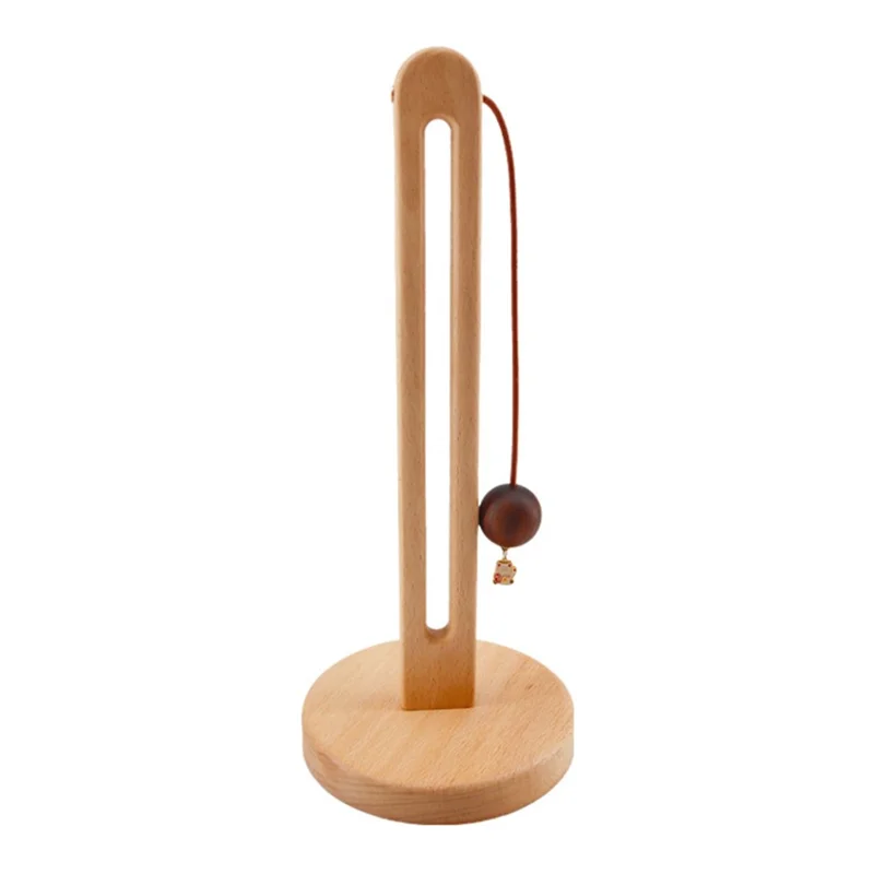 12.5x29cm Beech Wood Paper Towel Holder Desktop U-Shape Kitchen Roll Holder Stand Cling Film Storage Rack - Rabbit Pendant