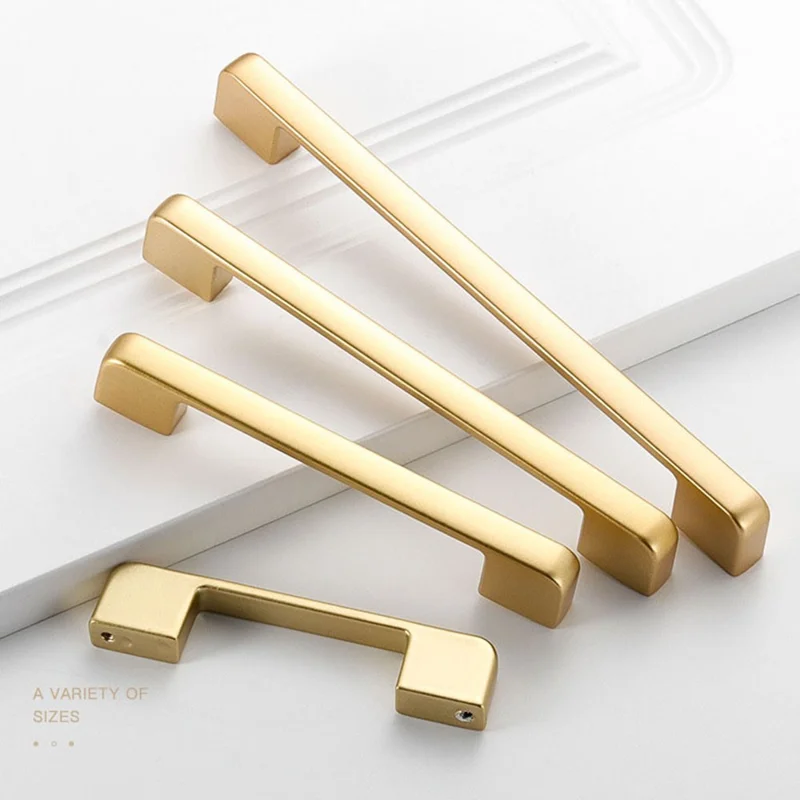 Drawer Cabinet Modern Handle Aluminum Alloy Door Drawer Cupboard Pull Furniture Hardware, 22mm Screw - 8103-192 Gold