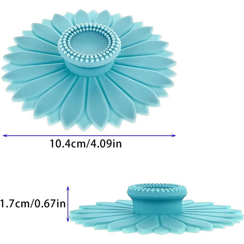 10.4cm Sunflower Shape Silicone Cup Lid Reusable Dustproof Cover for Mugs Coffee Cups - Blue