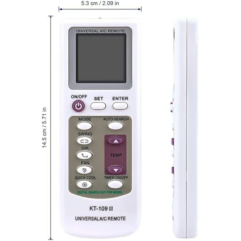 KT-109II Universal Air Conditioner Remote Control LCD Display Auto Search Replacement Controller