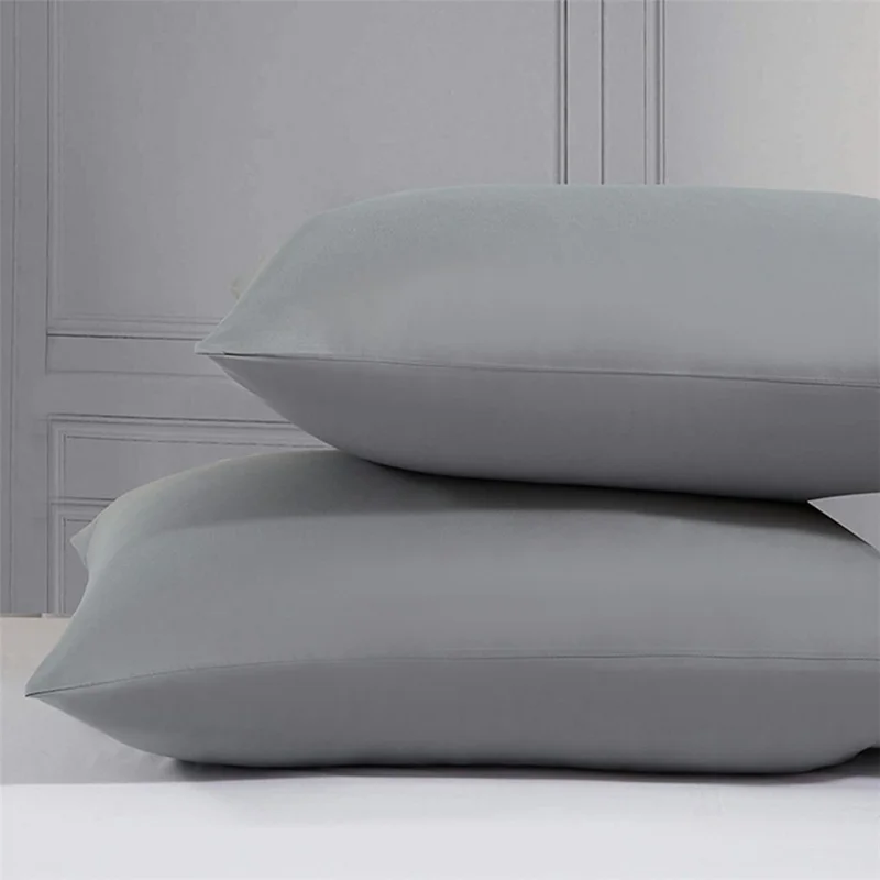 2 stuks 51x76 cm geborstelde microvezel kussenslopen met envelopsluiting, ademend kussenhoes voor slaapkamer hotel - lichtgrijs