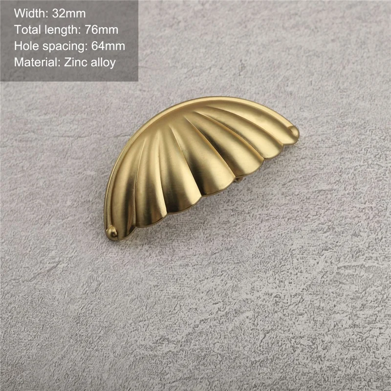 Maniglia per mobili in lega di zinco con forma di conchiglia, stile retrò - Colore: Oro