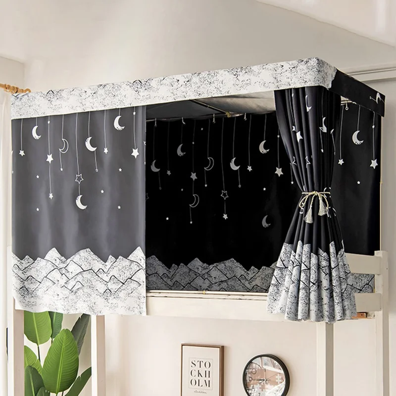 1,15 x 2 m Rideau de Lit Occultant, Paravent pour Dortoir, Store Bloquant la Lumière, Tente de Lit pour Lits Superposés Supérieurs et Inférieurs