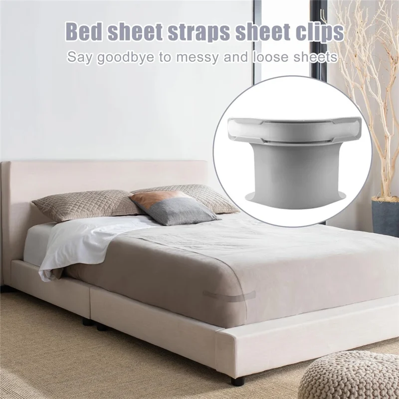 4Pcs Bed Sheet Clips Invisible Sheet Grippers Anti-Slip Mattress Fasteners Secure Grip - White