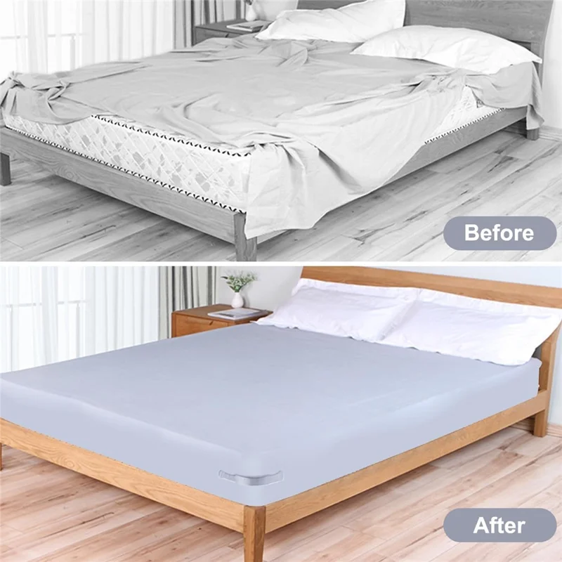 4Pcs Bed Sheet Clips Invisible Sheet Grippers Anti-Slip Mattress Fasteners Secure Grip - White