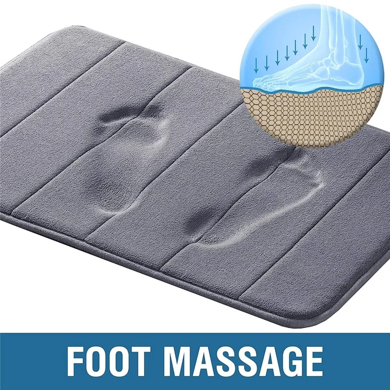 50x80cm Coral Fleece Bath Mat Non-Slip Absorbent Thick Bathroom Floor Mat for Shower - Dark Grey