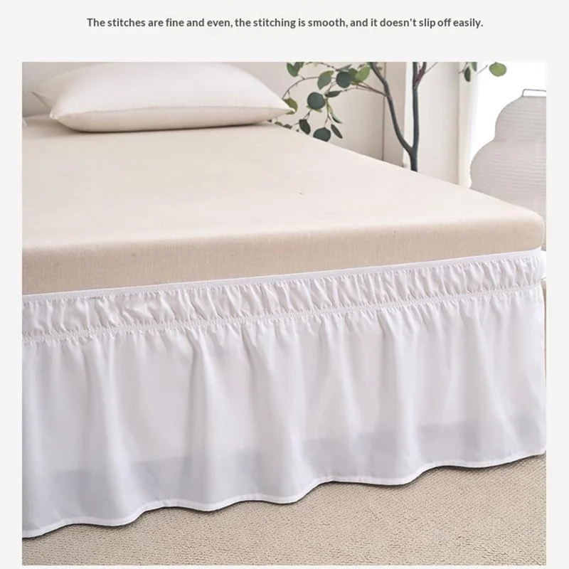 150x200+40cm Adjustable Bed Skirt Drop Length Elastic Band Dust-Proof Ruffle Pleated Bed Skirt - Pink