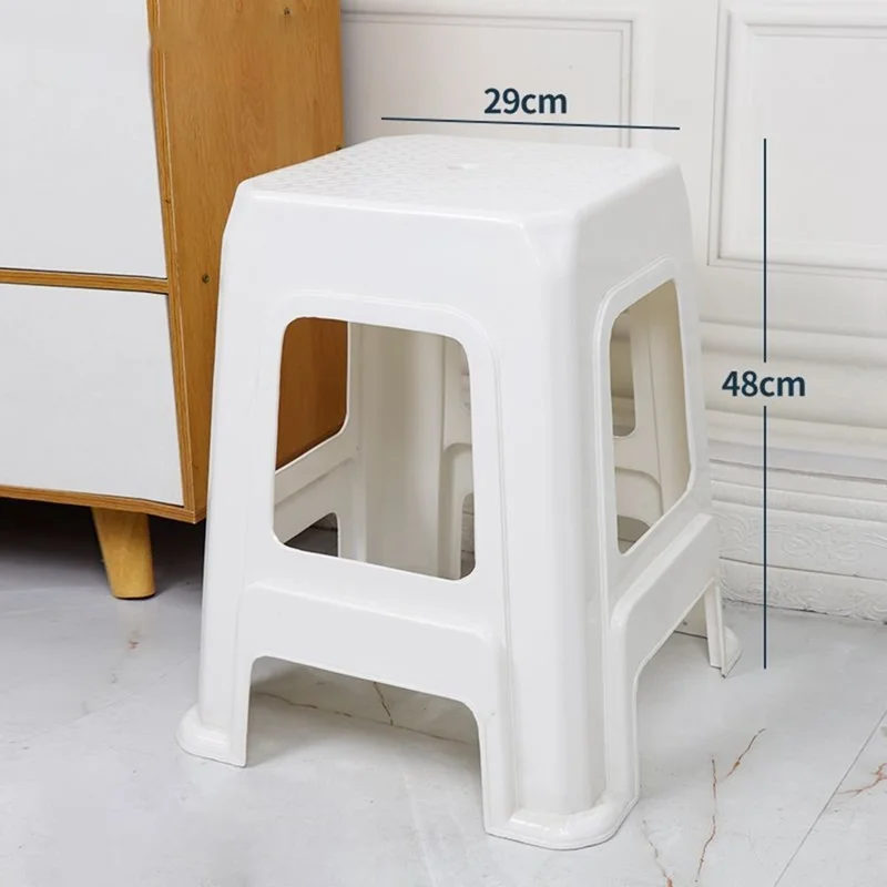 10 Stück 29x29x48 cm dicke Kunststoff-Quadrat-Hocker PE-Material Küche Esszimmer stapelbarer rutschfester Stuhl - Weiß
