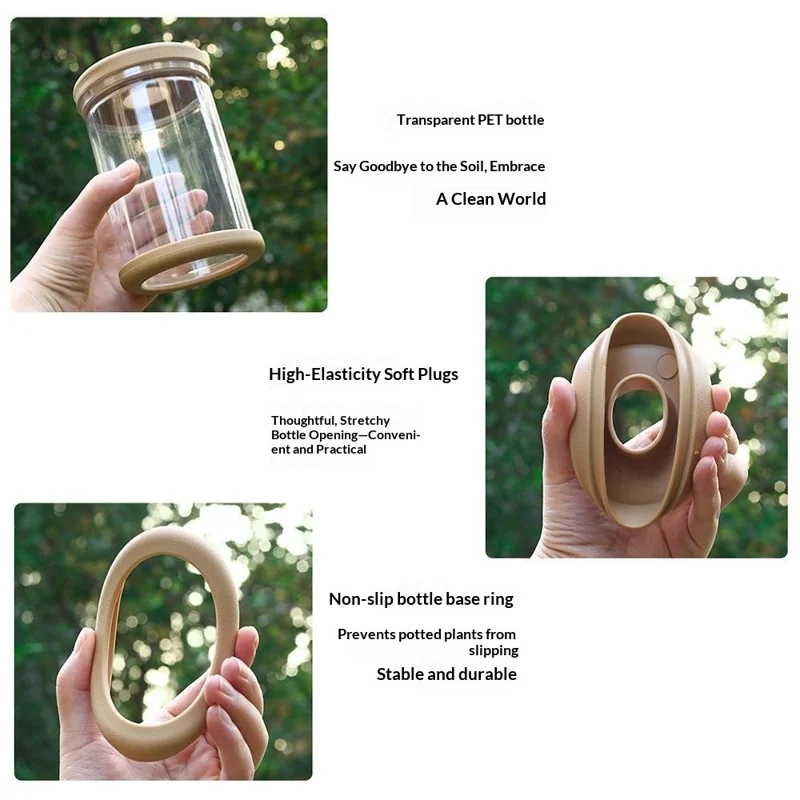 83# Clear Hydroponic Plant Vase PET Transparent Water Cultivation Bottle with Soft Cork for Plant Flower Fish