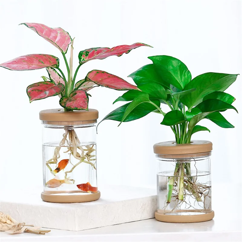 83# Clear Hydroponic Plant Vase PET Transparent Water Cultivation Bottle with Soft Cork for Plant Flower Fish