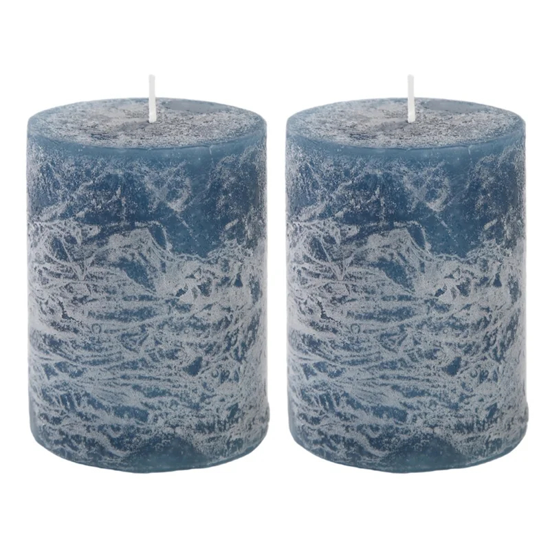 2Pcs Retro Colorful Cylinder Candles Smokeless Scented Home Decorative Candles for Birthday Wedding Party - Blue