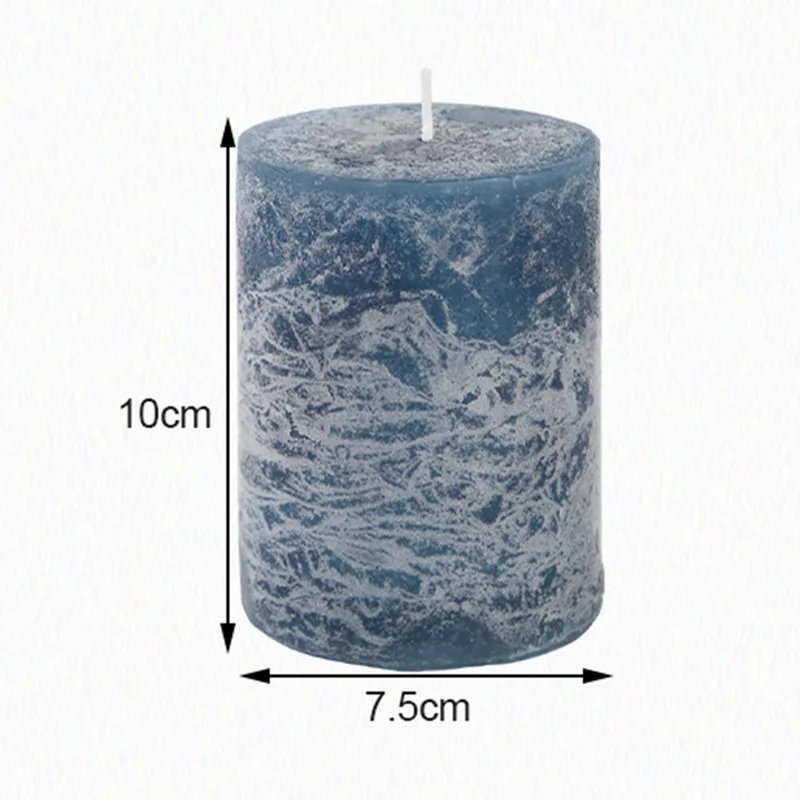 2Pcs Retro Colorful Cylinder Candles Smokeless Scented Home Decorative Candles for Birthday Wedding Party - Blue