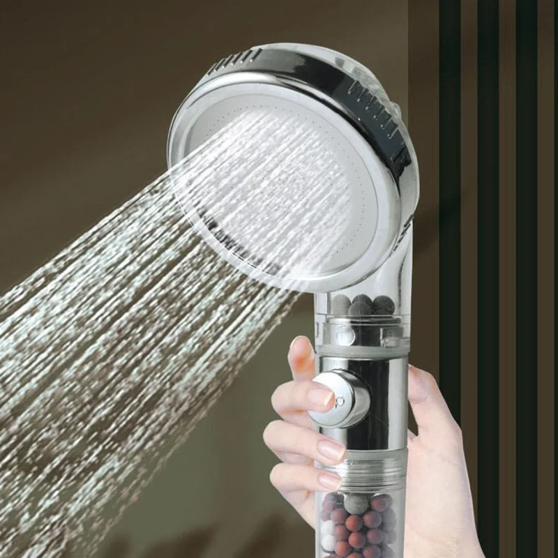 3-Modi-Negativ-Ionen-Duschkopf Handdusche mit Filter Drucksteigerung Wassersparfunktion Ein-Klick-Stopp