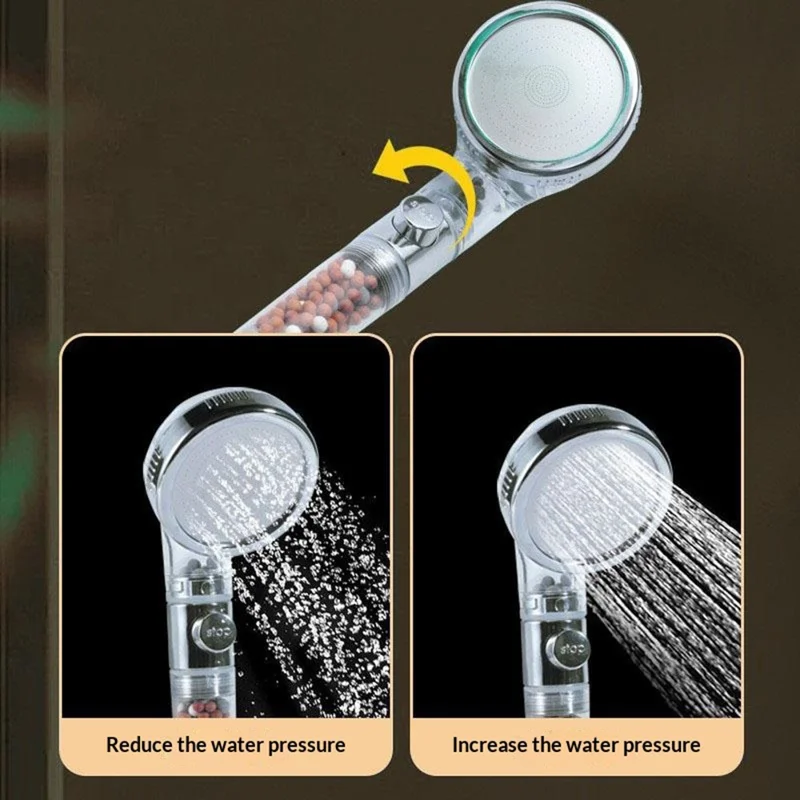 3-Modi-Negativ-Ionen-Duschkopf Handdusche mit Filter Drucksteigerung Wassersparfunktion Ein-Klick-Stopp