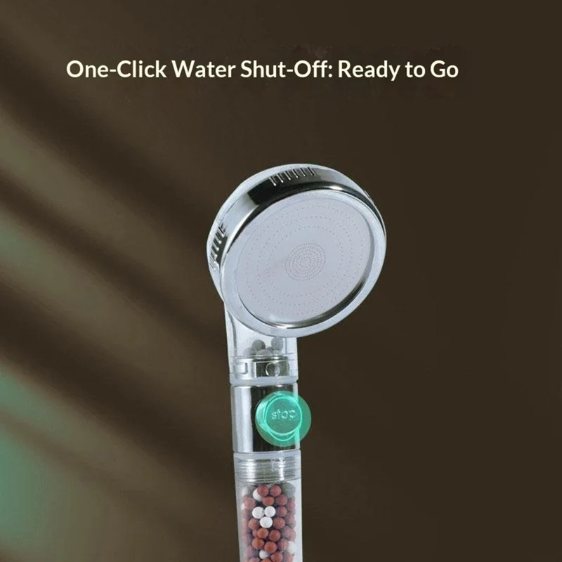 3-Modi-Negativ-Ionen-Duschkopf Handdusche mit Filter Drucksteigerung Wassersparfunktion Ein-Klick-Stopp