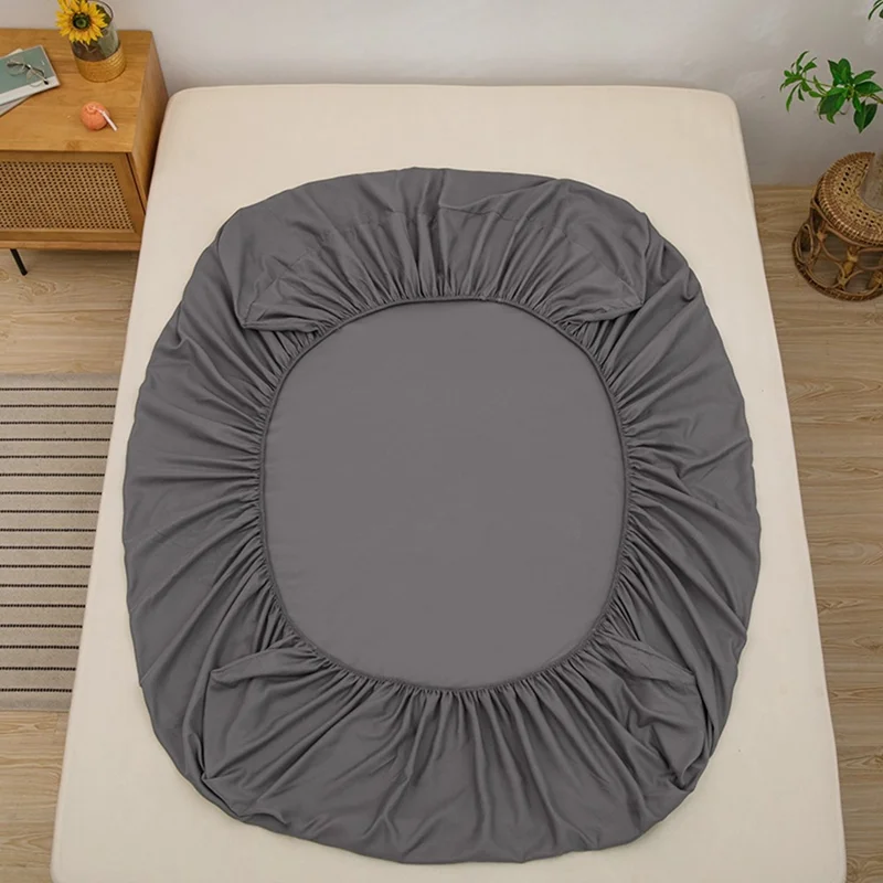 180x220cm Housse de Matelas Couleur Unie 360° Anti-poussière à Bonne Élasticité - Gris Foncé