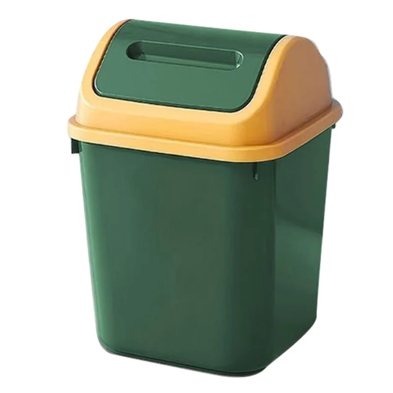10L Schwenkdeckel-Müllbehälter aus PP-Material, versiegelte Deckelautomatik, Abfalleimer für Badezimmer, Küche, Schlafzimmer – Grün