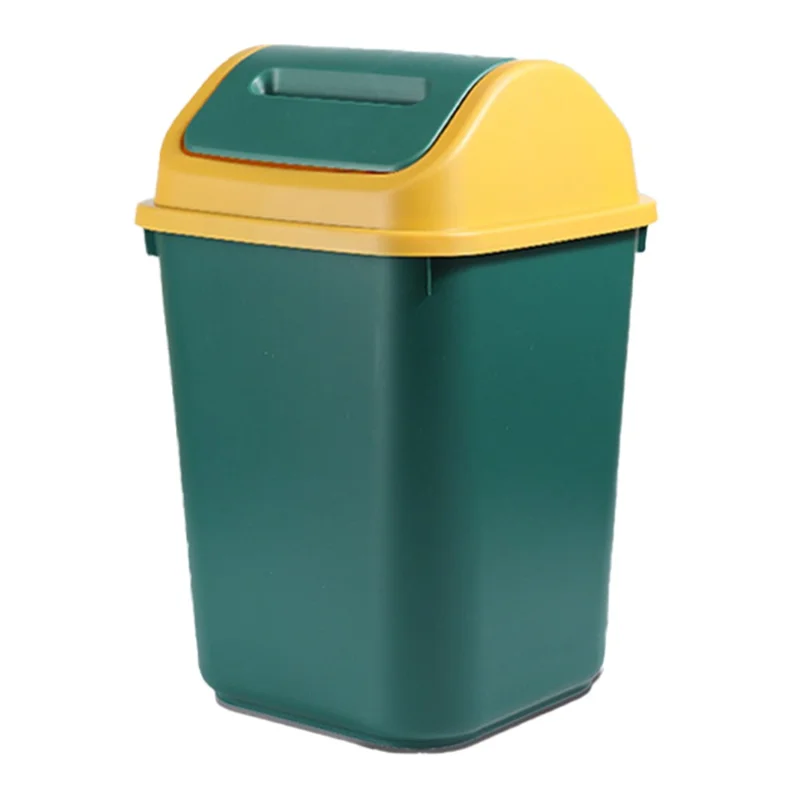 Papel de Lixo 14L com Tampa Basculante Grande Capacidade Cesto de Lixo em Plástico para Cozinha Casa de Banho Sala de Estar Quarto - Verde