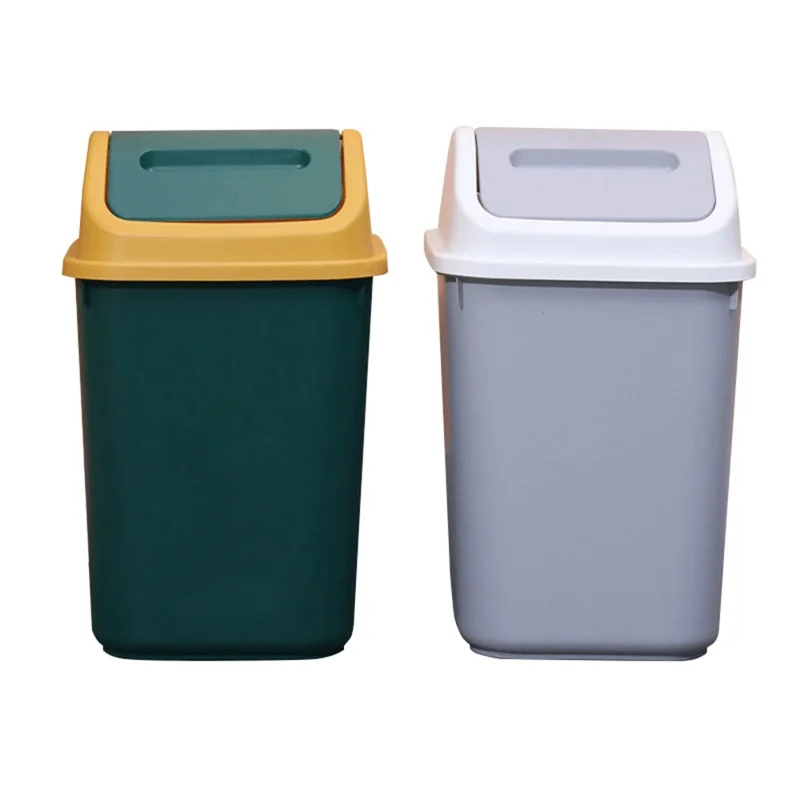 Papel de Lixo 14L com Tampa Basculante Grande Capacidade Cesto de Lixo em Plástico para Cozinha Casa de Banho Sala de Estar Quarto - Verde