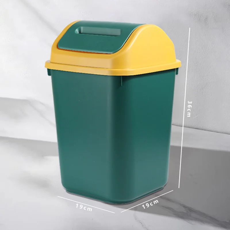 Papel de Lixo 14L com Tampa Basculante Grande Capacidade Cesto de Lixo em Plástico para Cozinha Casa de Banho Sala de Estar Quarto - Verde
