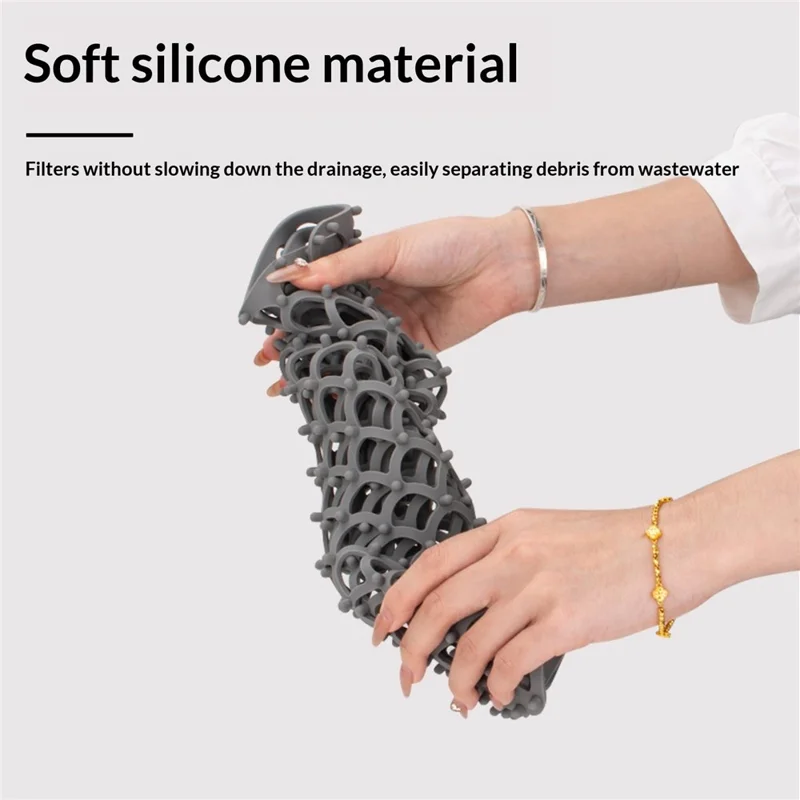 Size S 42x31cm Silicone Kitchen Sink Mat Anti-Slip Heat Resistant Hollow Drain Pad (FDA Certified) - Grey