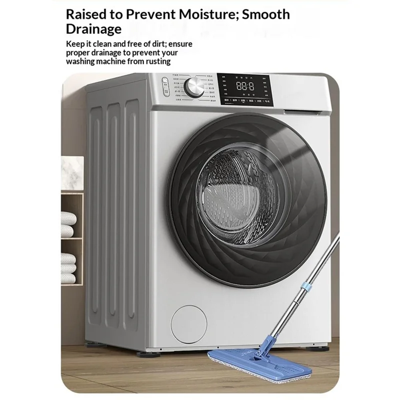 4 pièces de tampons en silicone pour machine à laver, tampons antidérapants anti-vibration et d'absorption des chocs, capacité de charge 150 kg - Noir