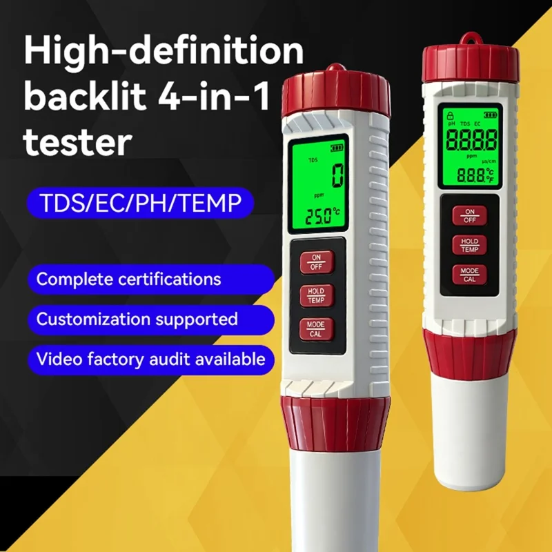 MF-X41 4-в-1 тестер качества воды, измеритель TDS, EC, pH и температуры для бассейнов и аквариумов