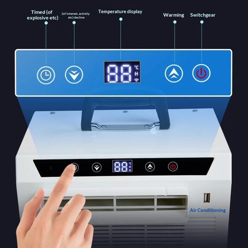 Portable Split Air Conditioner with 1m Connecting Hose 1300W 3000BTU Mini AC Unit for Camping RV Car, EU Plug - White