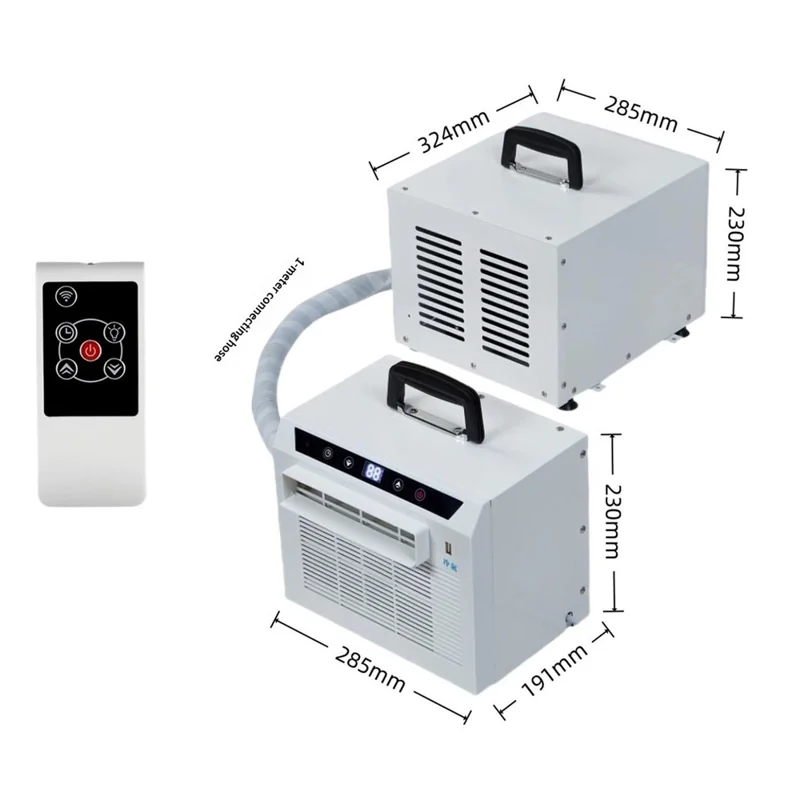 Portable Split Air Conditioner with 1m Connecting Hose 1300W 3000BTU Mini AC Unit for Camping RV Car, EU Plug - White