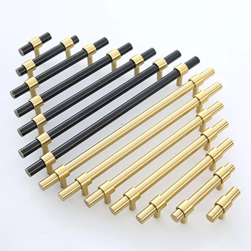 Uchwyty na szafki z mosiądżu, solidne nowoczesne uchwyty do szuflad, 25 mm, okucia z jednym otworem, 50 mm długości