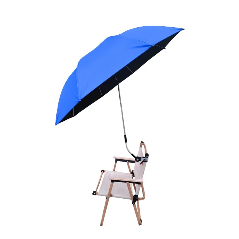 Solid Color Chair Umbrella with Clamp 360 Degree Adjustable UV Protection Outdoor Beach Camping Umbrella - Sapphire