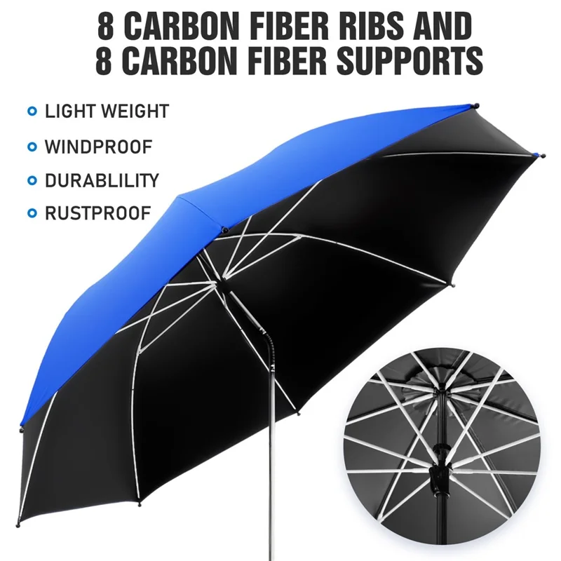 Solid Color Chair Umbrella with Clamp 360 Degree Adjustable UV Protection Outdoor Beach Camping Umbrella - Sapphire