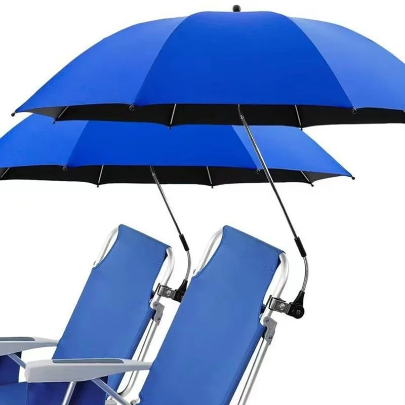 Solid Color Chair Umbrella with Clamp 360 Degree Adjustable UV Protection Outdoor Beach Camping Umbrella - Sapphire