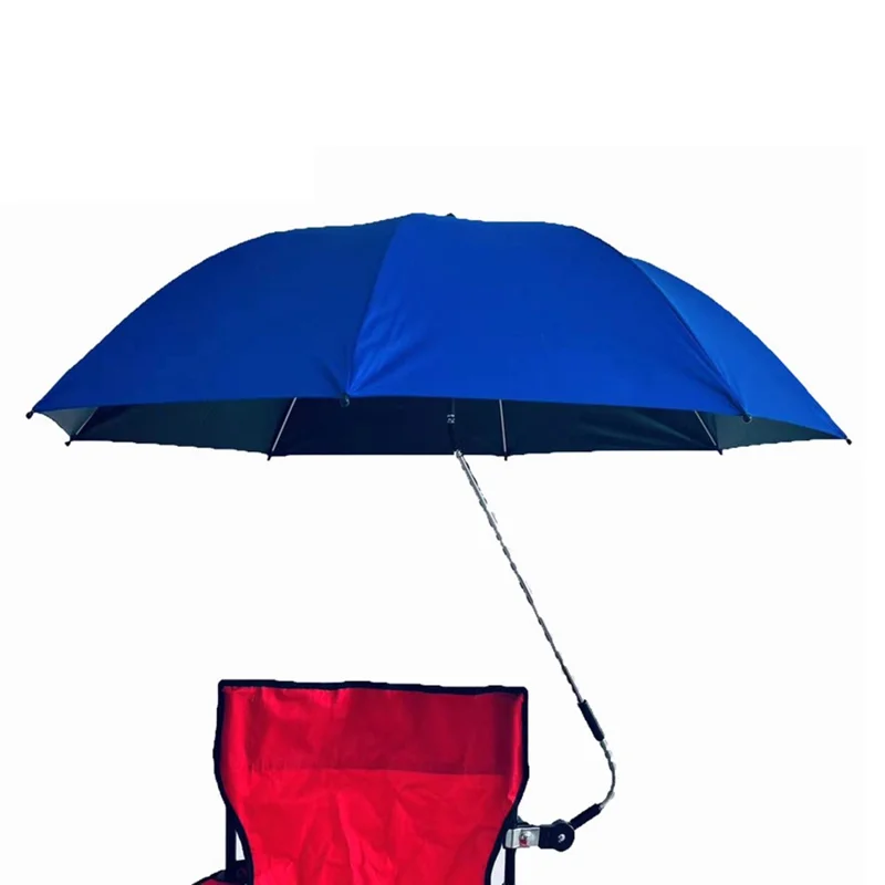 Solid Color Chair Umbrella with Clamp 360 Degree Adjustable UV Protection Outdoor Beach Camping Umbrella - Sapphire