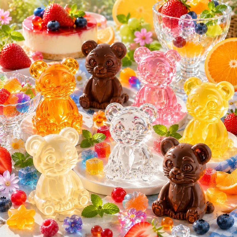 6 Grids Bear Ice Cube Tray Food Grade Silicone Ice Mold for Chocolate Jelly Pudding Baking (BPA Free, No FDA) - Pink