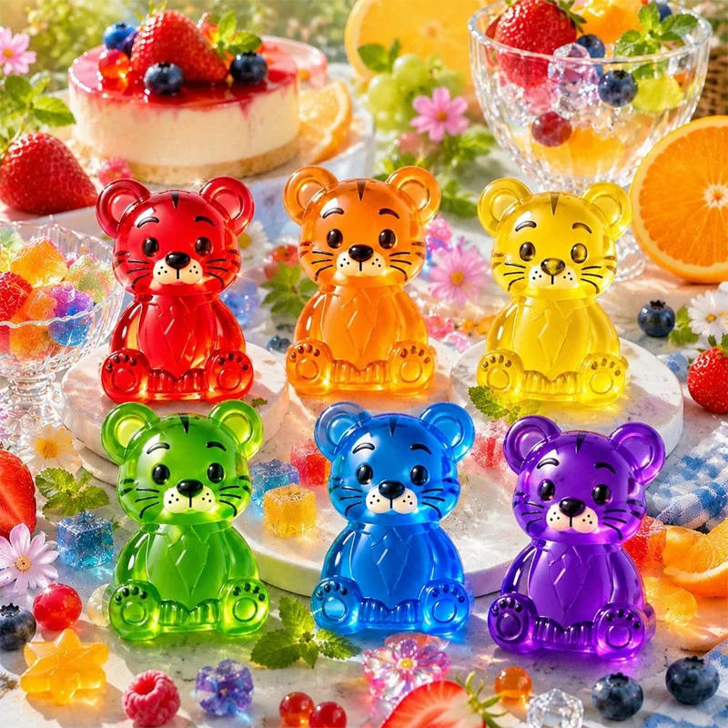 6 Grids Bear Ice Cube Tray Food Grade Silicone Ice Mold for Chocolate Jelly Pudding Baking (BPA Free, No FDA) - Pink