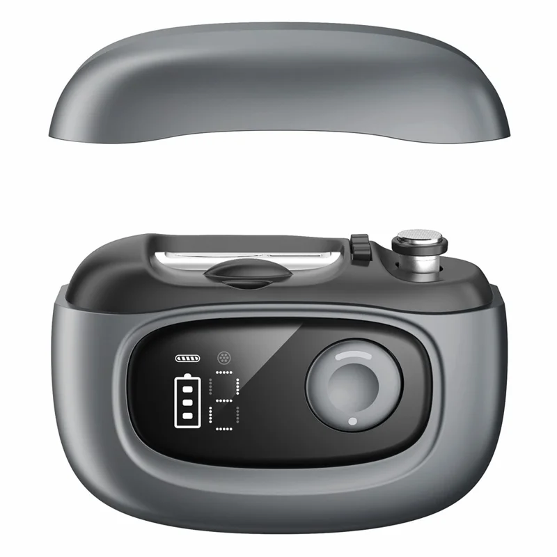 S9 Digital Display USB-C Electric Nail Clipper 4 Cutting Heads with LED Light Magnifying Glass - Dark Grey
