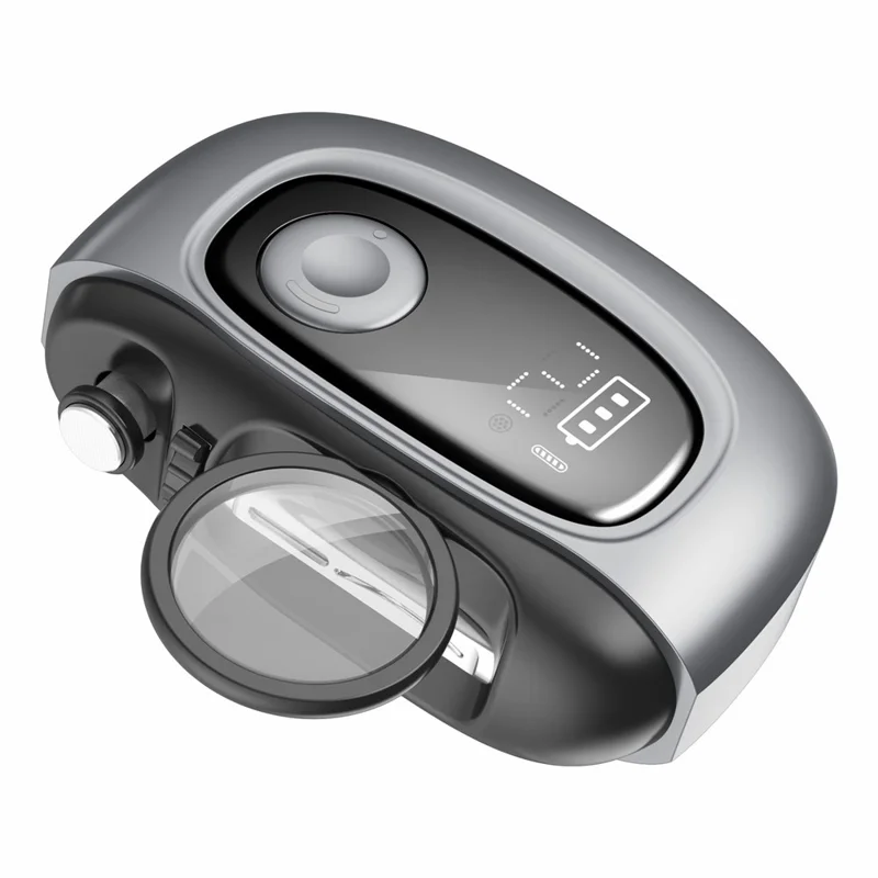 S9 Digital Display USB-C Electric Nail Clipper 4 Cutting Heads with LED Light Magnifying Glass - Dark Grey