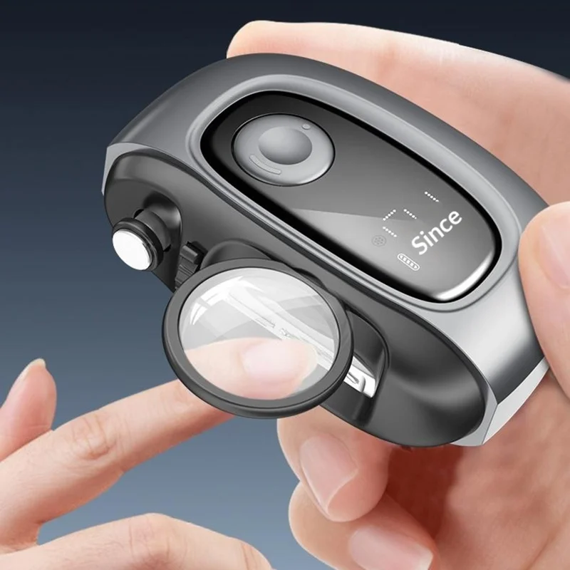 S9 Digital Display USB-C Electric Nail Clipper 4 Cutting Heads with LED Light Magnifying Glass - Dark Grey