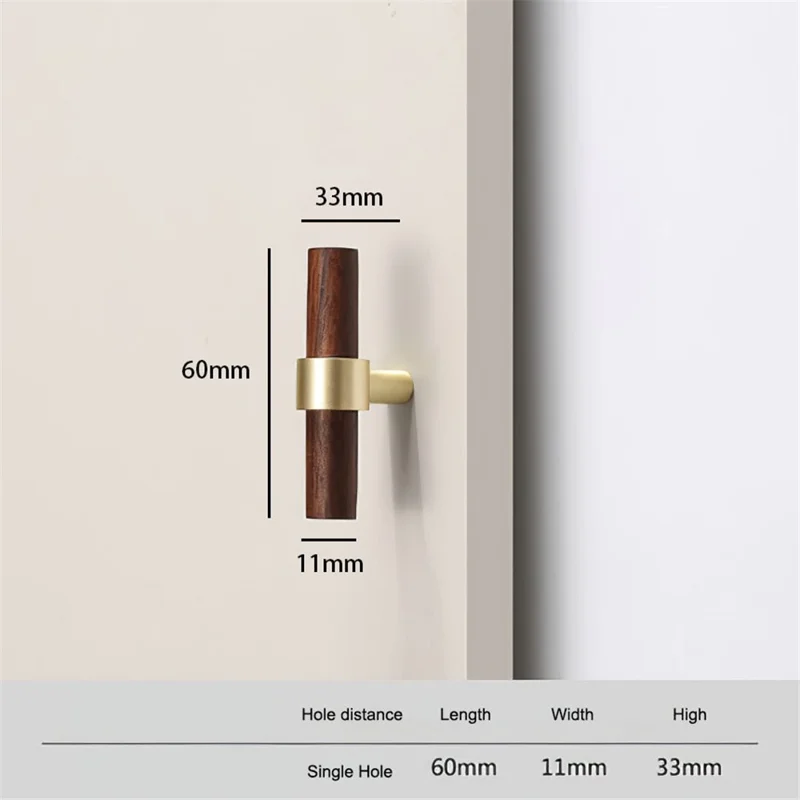 7 x 25mm Screw Modern Kitchen Storage Cabinet Pulls Brass Handles Drawer Door Wood Knobs - Black Walnut / Single Hole