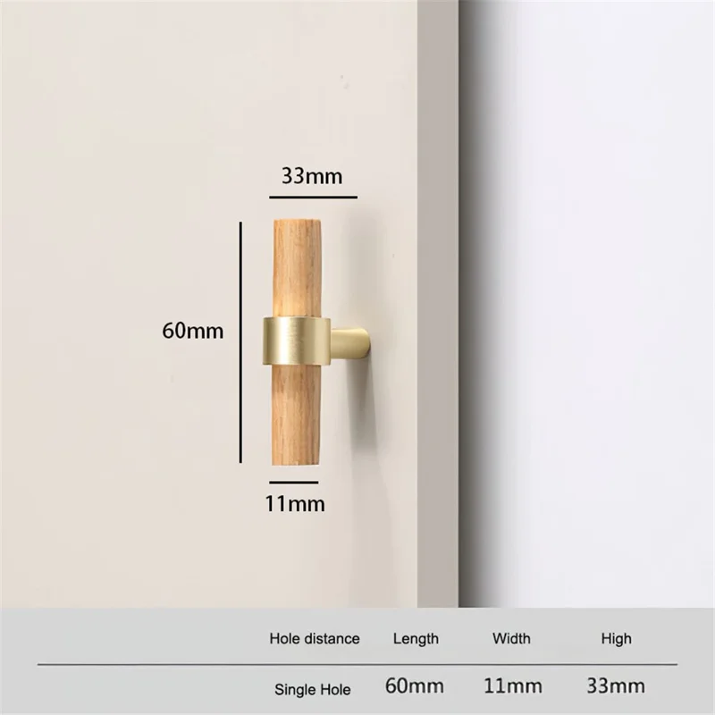 7 x 25mm Screw Modern Kitchen Storage Cabinet Pulls Brass Handles Drawer Door Wood Knobs - Beech / Single Hole