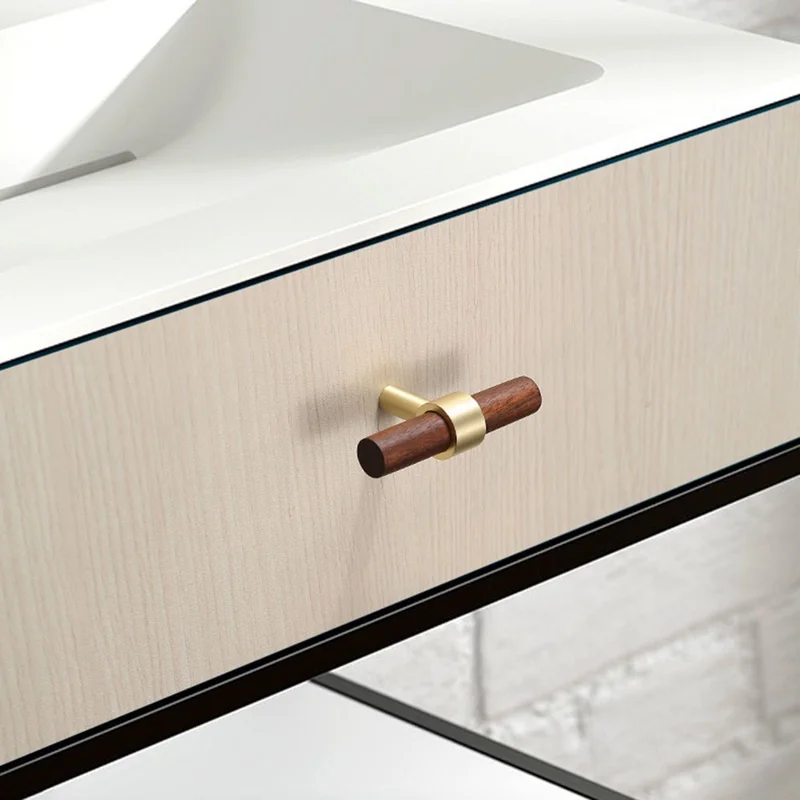 7 x 25mm Screw Modern Kitchen Storage Cabinet Pulls Brass Handles Drawer Door Wood Knobs - Beech / Single Hole