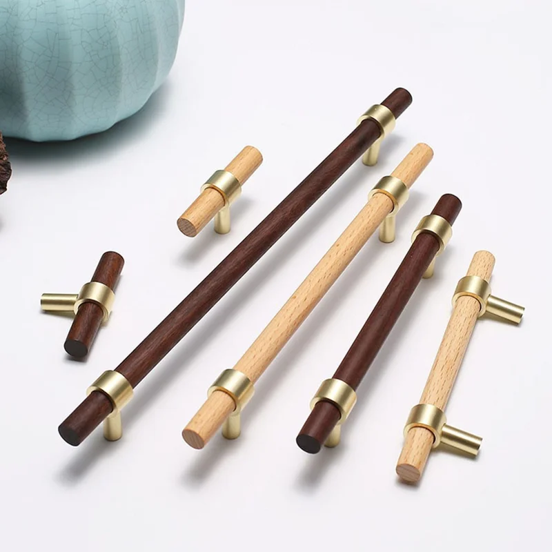7 x 25mm Screw Modern Kitchen Storage Cabinet Pulls Brass Handles Drawer Door Wood Knobs - Beech / Single Hole