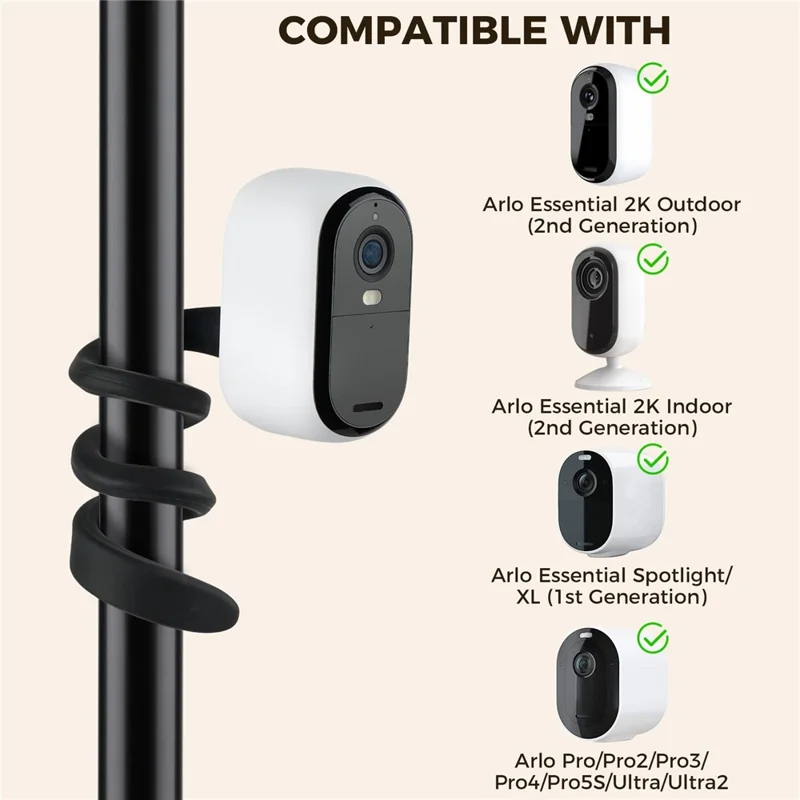 Soporte Flexible de Silicona de 43 cm para Cámara, Soporte Ajustable de Giro Ajustable para Cámara de Seguridad - Negro