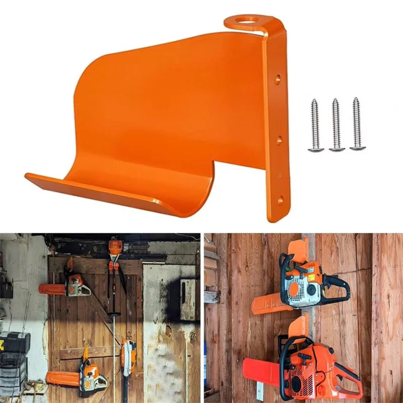 Wandmontierter, robuste Kettensägenhalter für die Garage, Aufbewahrungssystem für Motorsägen, Halter für Werkstätten – Orange